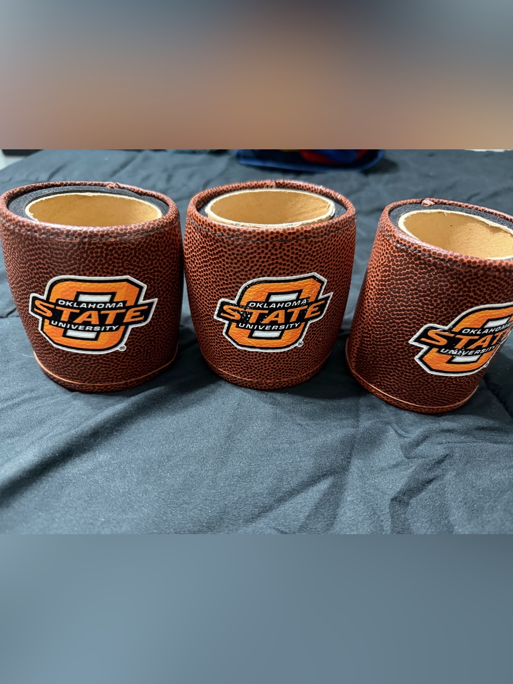 Orange Football Texture Can Cooler